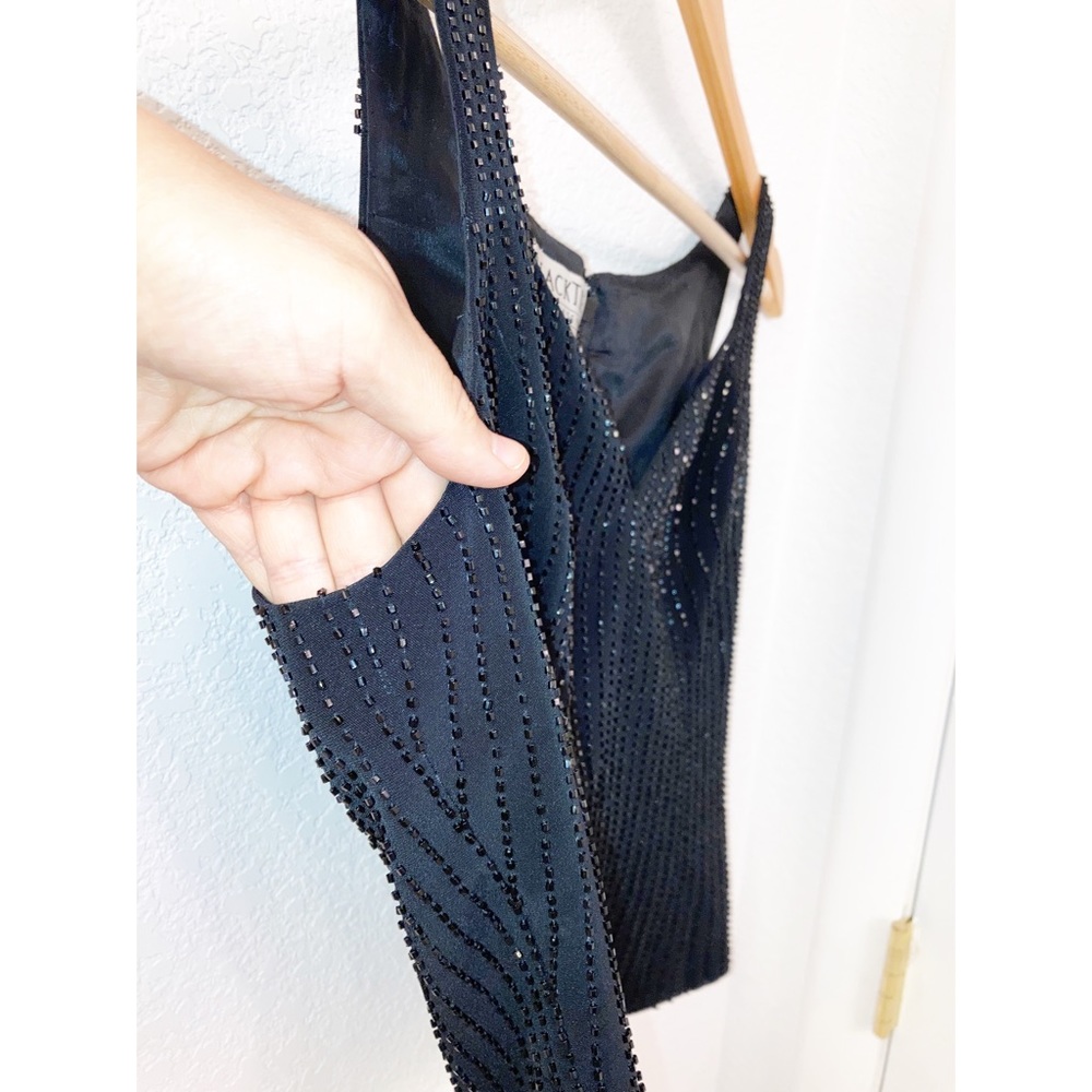 VTG OLEG CASSINI Black Beaded Tank ZipClosure SZ:S - Picture 5 of 8